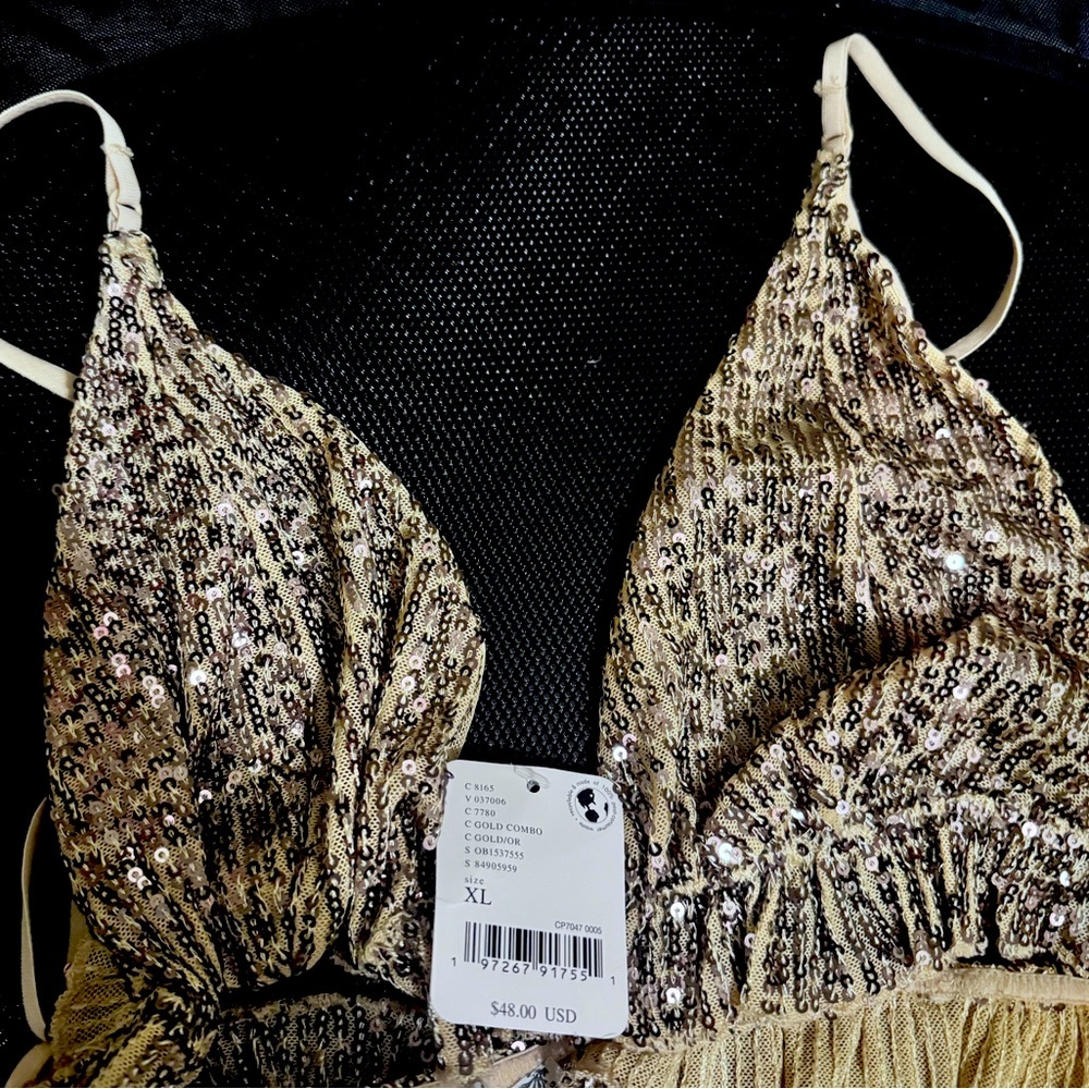Free People Bralette: Gold Sequins